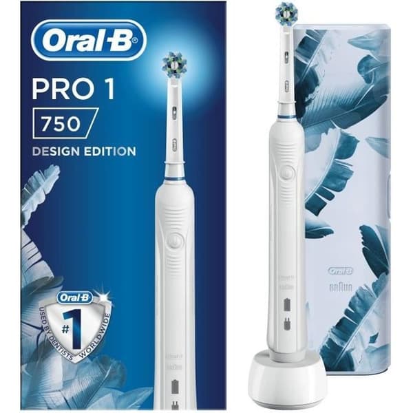 Elektrisk Tandborste Rechargeable Oral-B PRO 1 750 - Med 1 Handtag Trycksensor - 1 Borsthuvud och 1 Resefodral