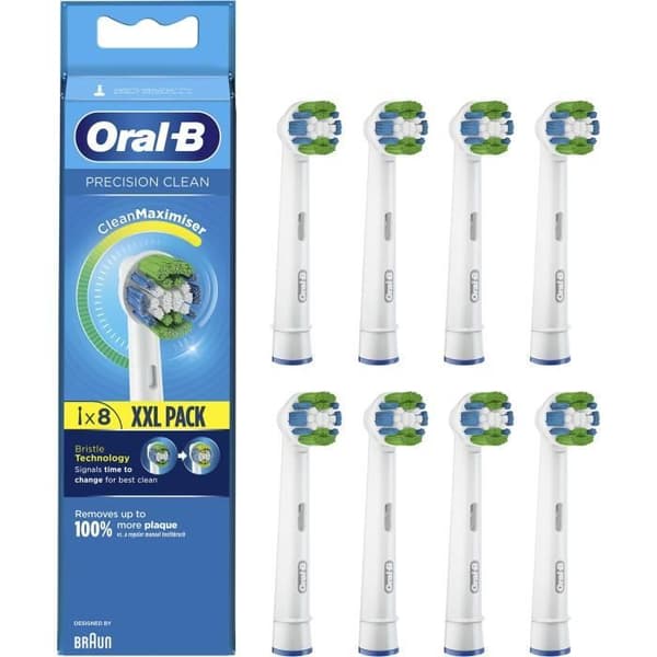 Oral-B Precision Clean Clean Maximiser ersättningsborsthuvuden, för elektrisk tandborste, 8-pack