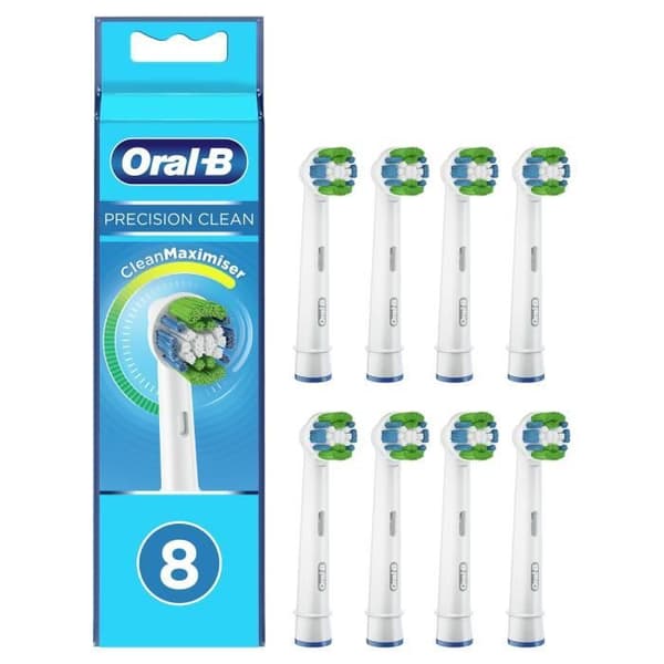 Oral-B Precision Clean Clean Maximiser ersättningsborsthuvuden, för elektrisk tandborste, 8-pack