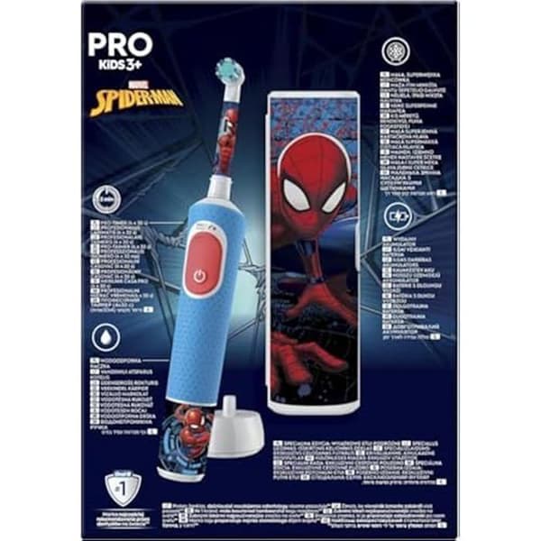 Elektrisk tandborste - ORAL-B - Vitality Pro Kids - Spiderman - Flerfärgad - Resefodral inkluderat