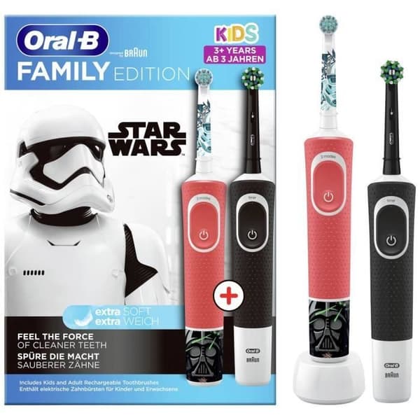 Oral-B D103 Svart + D100 Star Wars D103.413.3-D100.410.2K eltandborste för barn roterande / oscillerande ro