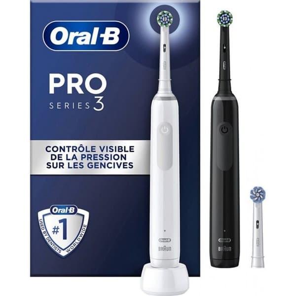 Elektrisk tandborste - Oral-B - PRO3 3900 DUO - Uppladdningsbar - 2 lägen - Blandad