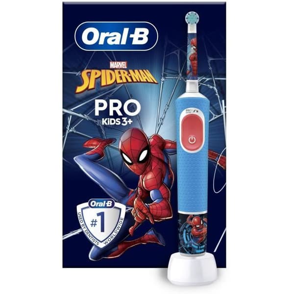 Oral-B Pro sähköhammasharja lapsille, 1 Marvel Spider-Man -kahva, 1 harjaspää, 3+ vuotta