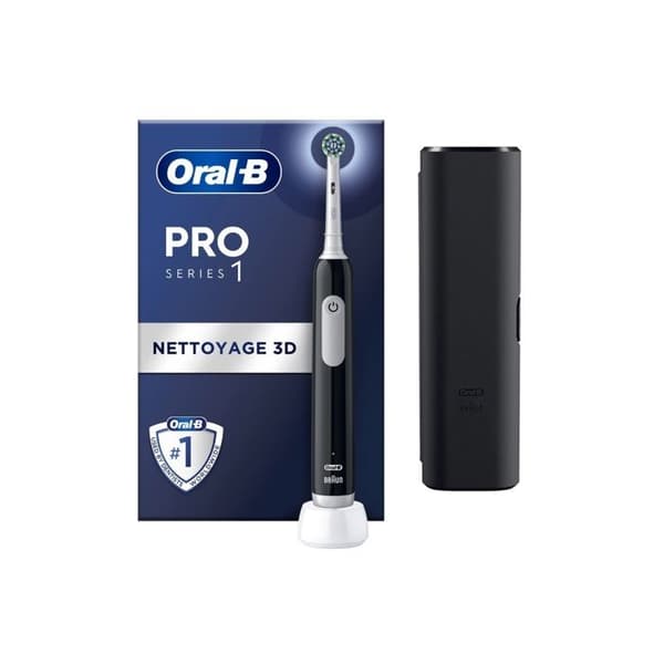 Eltandborste - ORAL-B - Pro 1 - Svart - 360° trycksensor - Batteritid 7 dagar
