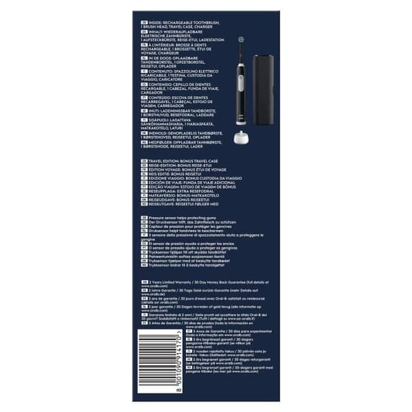 Eltandborste - ORAL-B - Pro 1 - Svart - 360° trycksensor - Batteritid 7 dagar