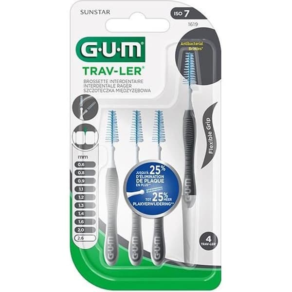 Brossette Interdentaire - Gum - Trav Ler - 2,6mm - 4 enheter - Flexibel handtag i 90°