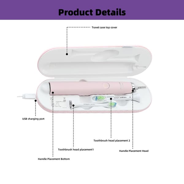 Original genopladelig rejsetaske fra Philips med lyserød farve | Passer til HX9340/HX9350/HX9370/HX9352/HX9362 elektriske tandbørster