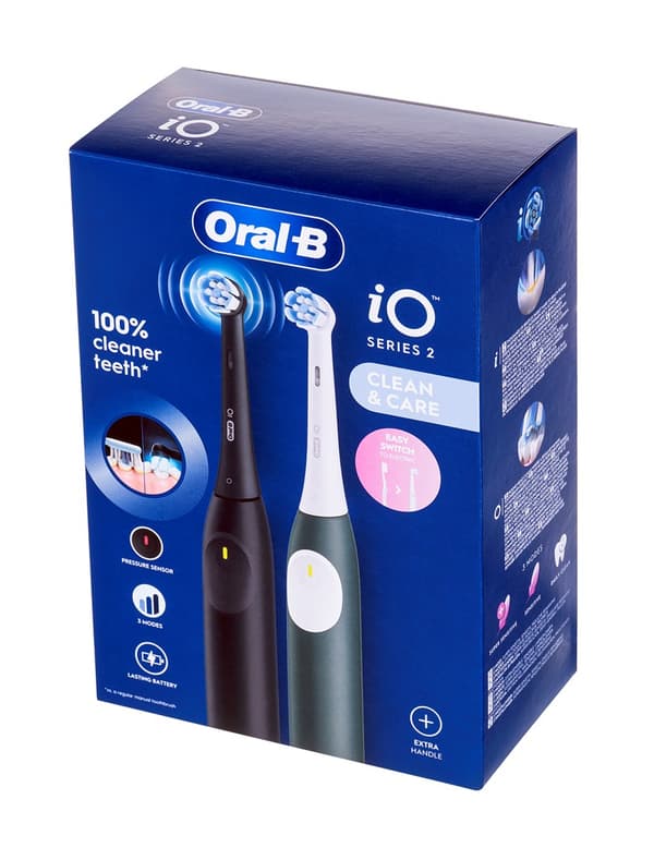 Braun Oral-B iO Series 2 +1 Två eltandborstar Svart, Grön