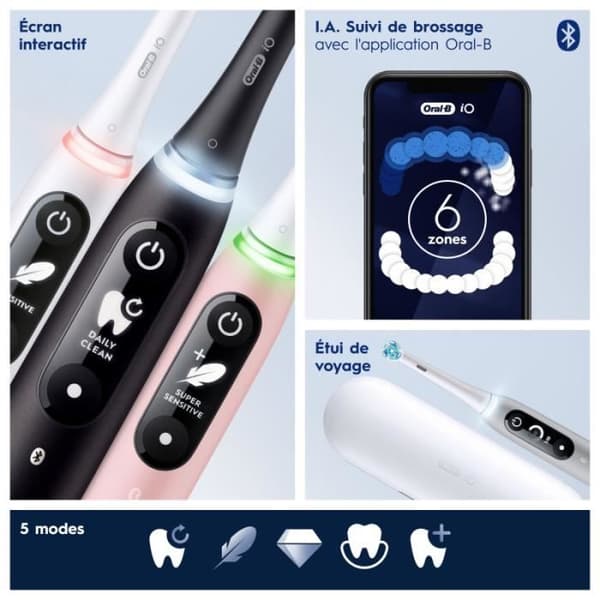 Oral-B iO 6 Elektrisk tandborste - Duo - Vit och Rosa - Bluetooth-ansluten