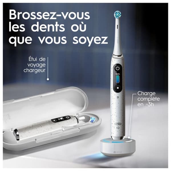 Oral-B iO 10 uppladdningsbar elektrisk tandborste Vit, 1 huvud, 1 laddningsbart resväska, 1 iO Sense-laddare