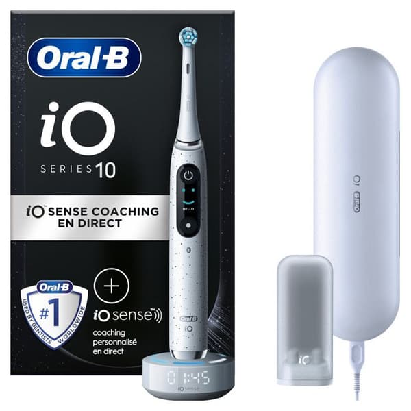 Oral-B iO 10 uppladdningsbar elektrisk tandborste Vit, 1 huvud, 1 laddningsbart resväska, 1 iO Sense-laddare