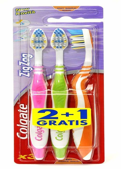 Tandborste - Colgate tungskrapa - ES00222A - Zig zag tandborste - Mjuk - Paket om 3