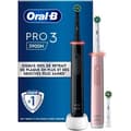 Miniatyrbild 1 av 4: Oral-B Pro 3 eltandborste - Rosa/Svart - 2 eltandborstar