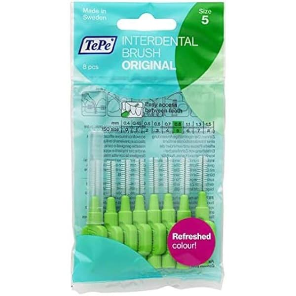 Interdentalborste - TEPE - Original - 0,8 mm - 8 stycken - Borttagning av tandplack
