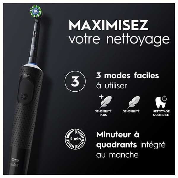 Elektrisk tandborste - ORAL-B - Vitality Pro - 3 borstlägen - Inbyggd timer - Uppladdningsbar