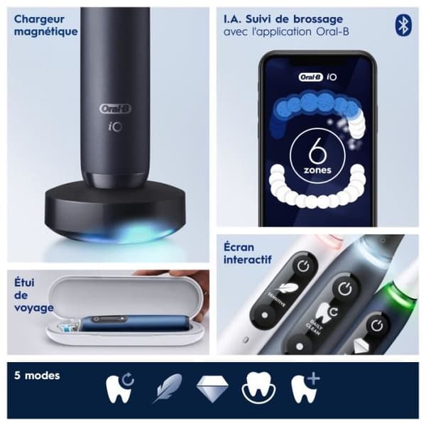 Elektrisk Tandborste Oral-B iO 7W - Svart - Med Resväska och Laddareficka