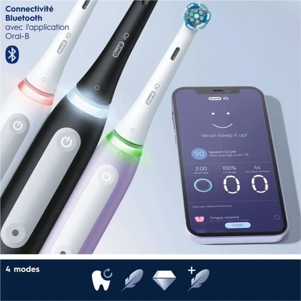 ORAL-B iO4 ansluten elektrisk tandborste - vit - 4 borstlägen - 1 borsthuvud, 1 resefodral
