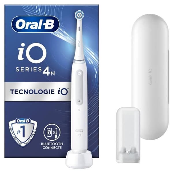 ORAL-B iO4 ansluten elektrisk tandborste - vit - 4 borstlägen - 1 borsthuvud, 1 resefodral