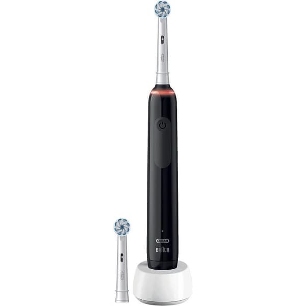 Oral-B Pro 3 3000, elektrisk tandborste, 1 resväska, 1 borsthuvud, ta bort upp till 100 % av tandplack, svart
