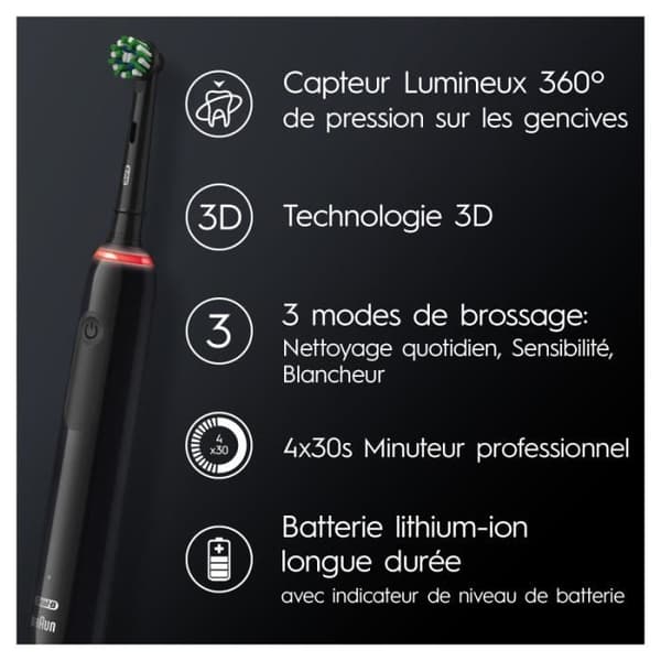 Oral-B Pro 3 eltandborste - Rosa/Svart - 2 eltandborstar