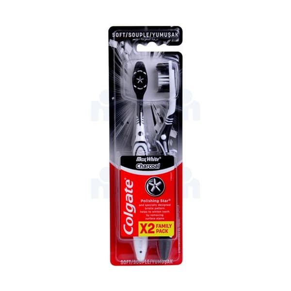 Pack med 2 tandborstar max white charcoal mjuka - COLGATE