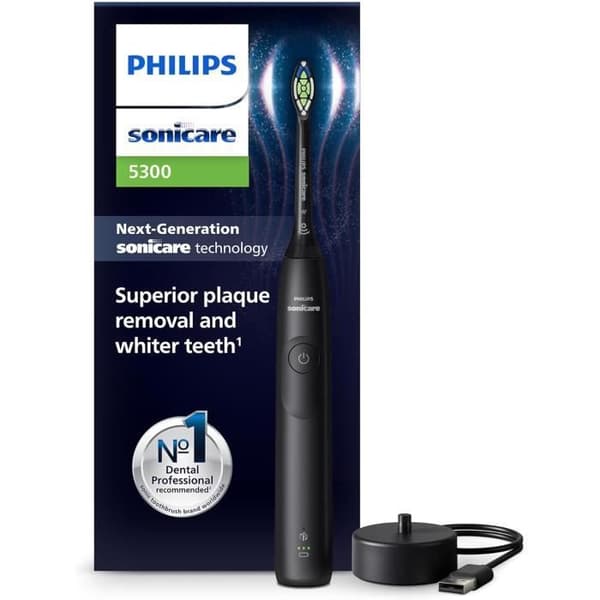 Philips Sonicare 5300 - Sonic tandborste med 2 intensitetsnivåer, tryckvarning, EasyStart, SmarTimer och Br