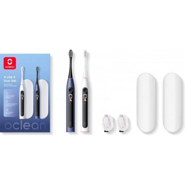Oclean X Lite S Duo Set sähköhammasharjat kahdelle, sininen ja harmaa