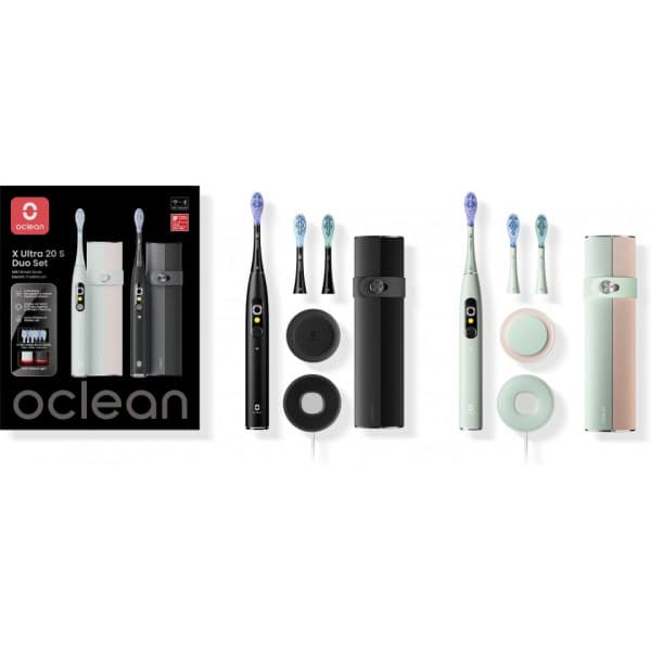 Oclean X Ultra 20 S Duo Set eltandborstar för två, svart och grön