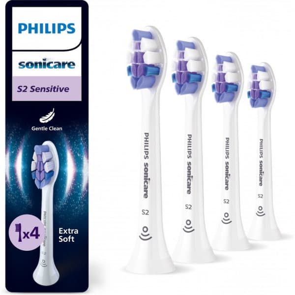 Philips Sonicare S2 Sensitive ersättningsborstar, 4 st, HX6054/87