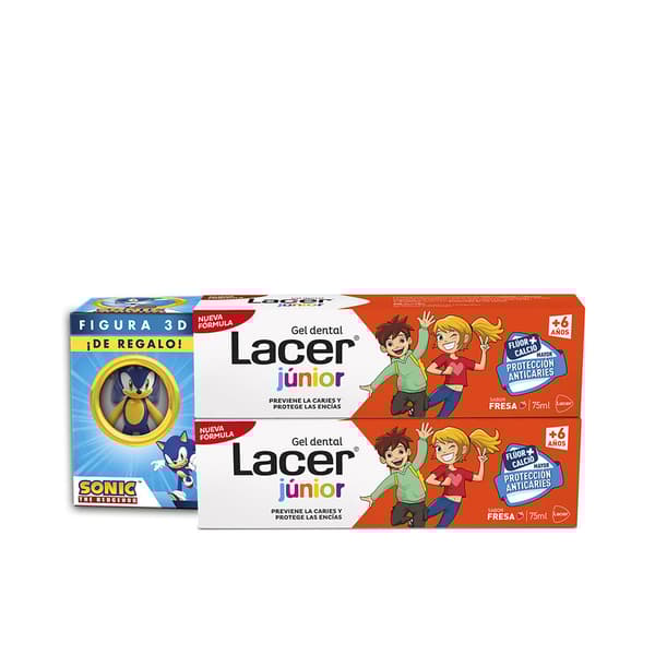 LACER JUNIOR dental gel strawberry duo + gift 2 x 75 ml 2 u