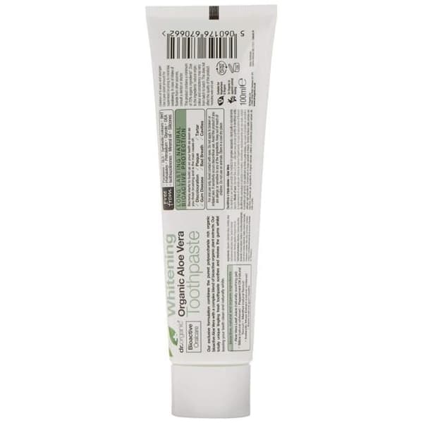 Tandkräm - Dr. Organic - Bleknande Aloe Vera - 100ml - Vegan - Dubbla effekter