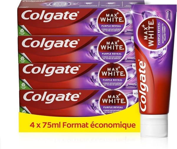 Colgate Max White Purple Reveal Tandblekning - 4 X 75 ml