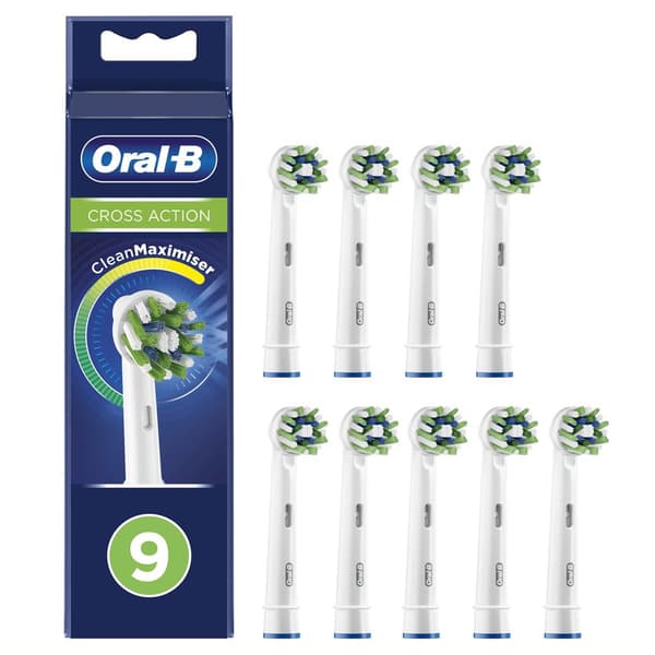 Oral-B CrossAction 80339536 tandborsthuvuden 9 styck Vit
