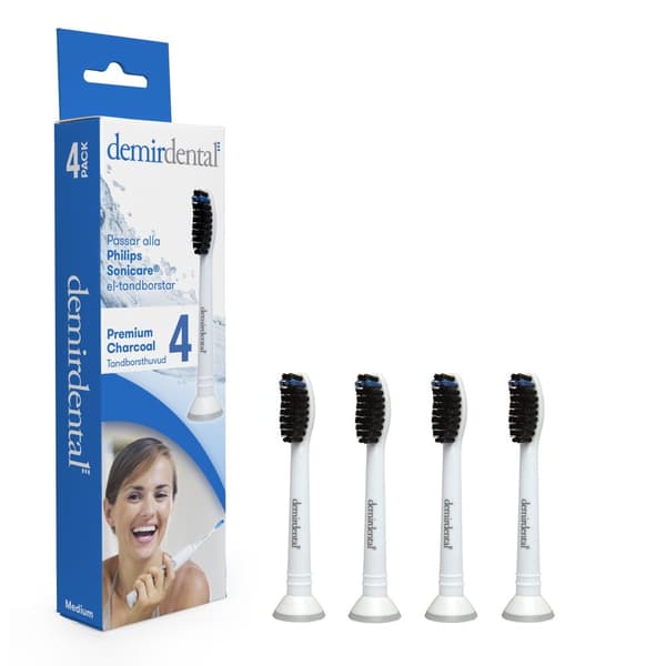 Demirdental Premium Charcoal Tandborsthuvud 4-pack