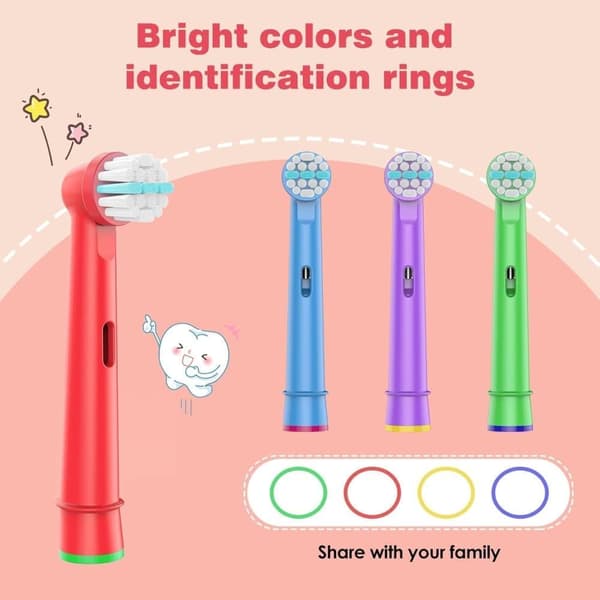 Lasten vaihtopäät, jotka yhteensopivat Braun Oral B Kids sähköhammasharjan kanssa, erittäin pehmeät harjakset vaihtohammasharjan päät 4 kpl