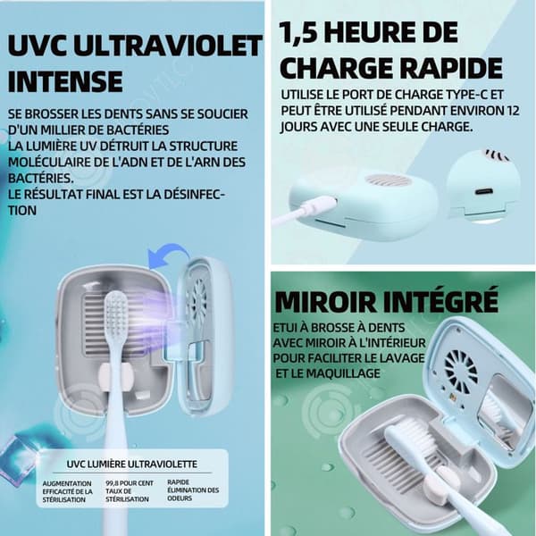 INN UV-tandborstesterilisator USB-laddare Idealisk för resor hem familjebruk Saneringstandborste