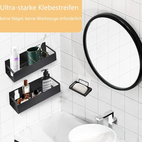 Badrumshylla Väggmonterad 3-delars Set - Enkel Installation och Utrymmesbesparande