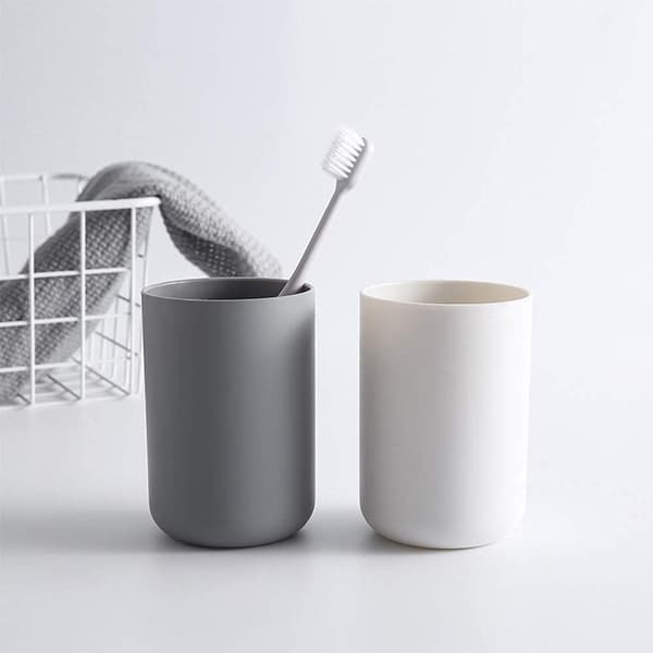 2 delar tandborstkopp, badrumstandborstehållare, plastkopp 300ml (vit och grå)