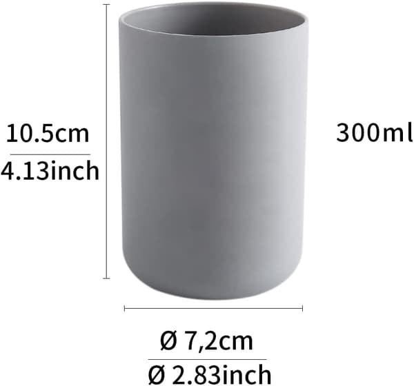 2 delar tandborstkopp, badrumstandborstehållare, plastkopp 300ml (vit och grå)