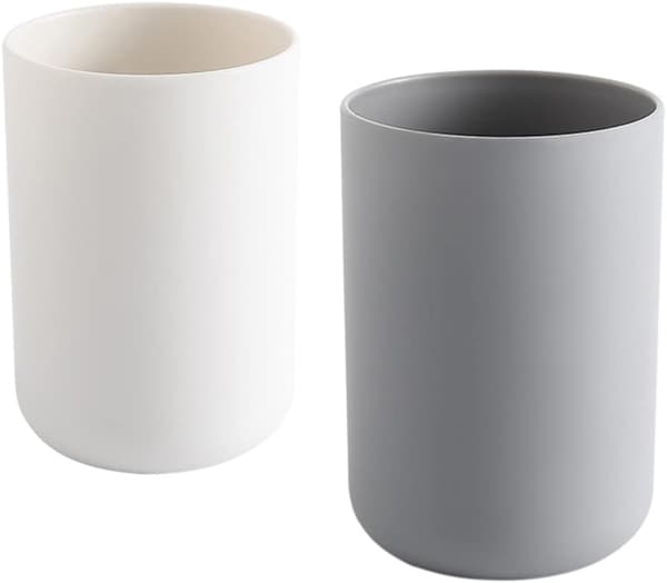 2 delar tandborstkopp, badrumstandborstehållare, plastkopp 300ml (vit och grå)