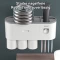 Miniatyrbild 2 av 2: Tandborsthållare, automatisk tandkrämdispenser, 4 fack, grå färg,GRÅ