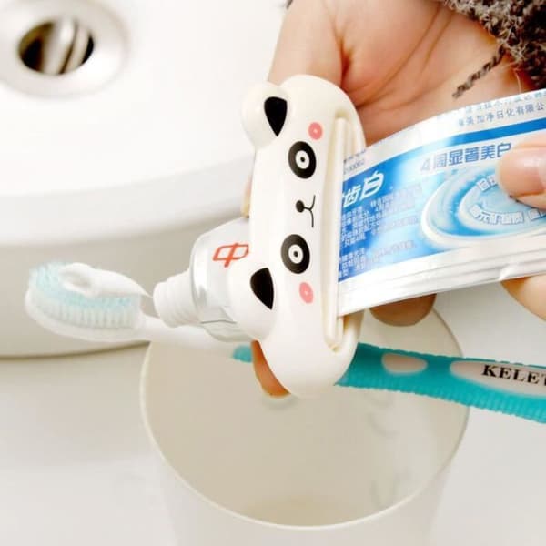 tecknad tandkräm tub presshållare för baby barn vit panda djurmönster