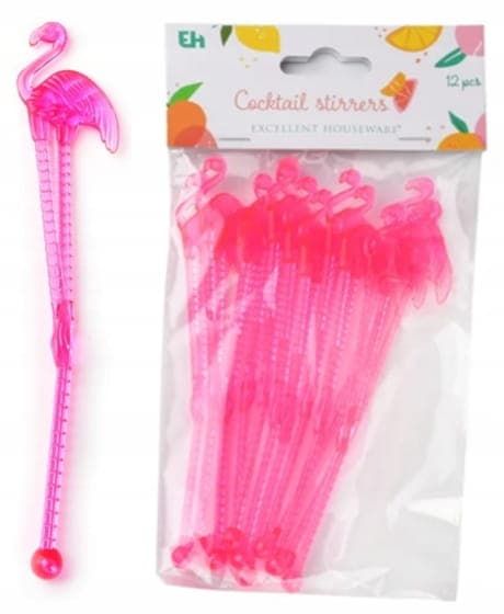 Set med 12 färgglada cocktaildekorationer 24 cm Plast