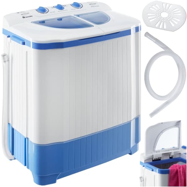 Mini vaskemaskine med 4,5 kg. vask og 3,5 kg. centrifugering - hvid Blå, Hvid