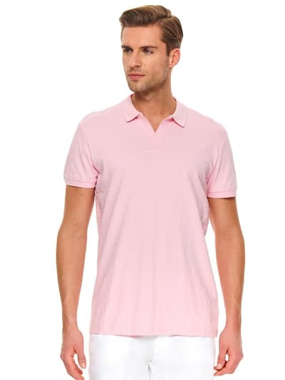 TOP SECRET MEN'S T-SHIRT POLO SKP0479, Pink, Size S5 (EU)