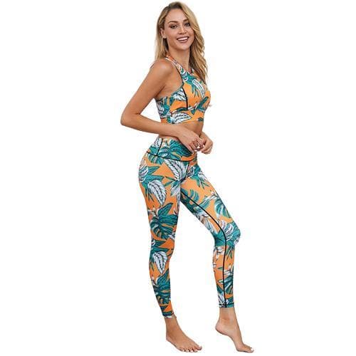 Tropisk Fitness Yoga 2-delat Träningsset multifärg M