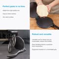 Miniatyrbild 3 av 5: Handy Tortilla Press Empanada Press tillverkad av järn i Svart - 18 cm i diameter - För formning av pasta, t.ex. plattbröd, pizzadeg, tortillas o.d.