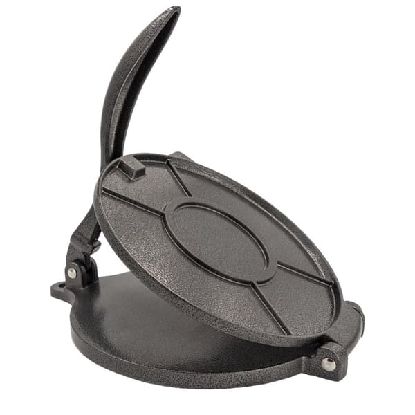 Handy Tortilla Press Empanada Press tillverkad av järn i Svart - 18 cm i diameter - För formning av pasta, t.ex. plattbröd, pizzadeg, tortillas o.d.