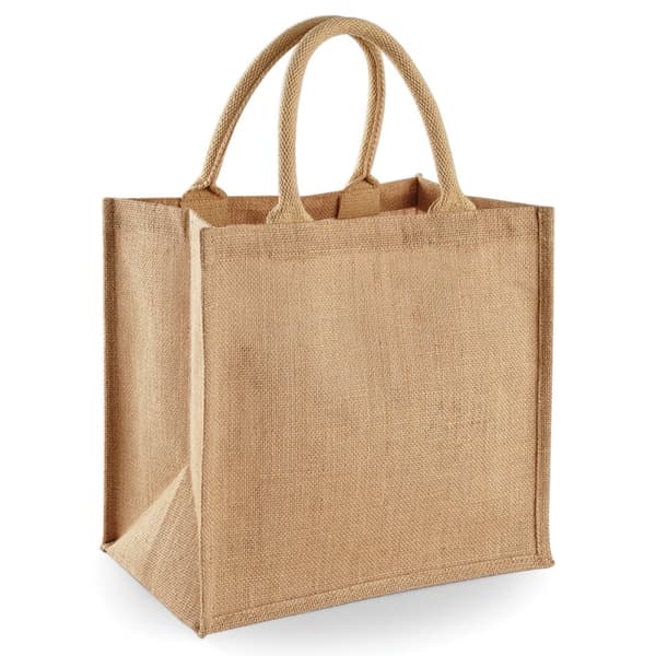 Westford Mill Jute Mini Tote Shopping Bag (14 Litres) (Pack of 2) Natural One Size