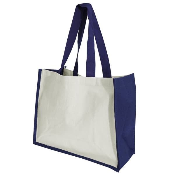 Westford Mill Printers Jute Cot Shopper Bag (21 Litres) Navy Blue One Size